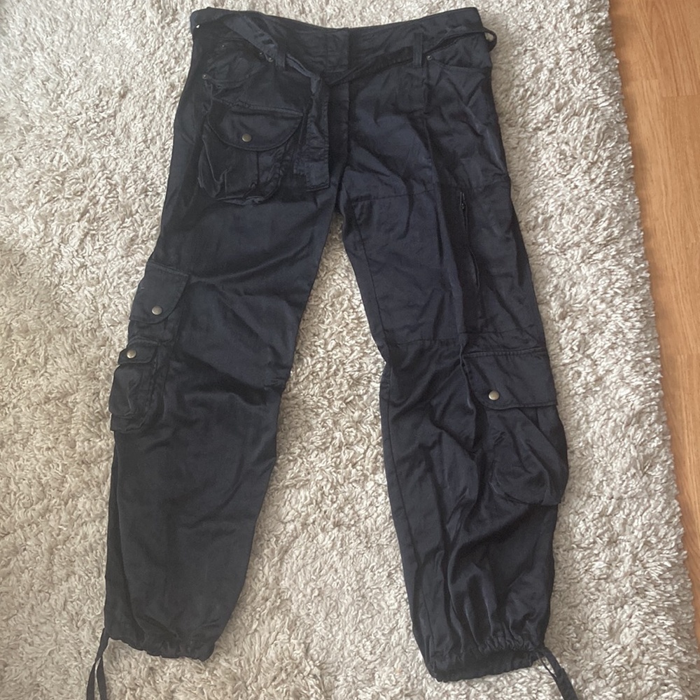 Black Satiny pants, Ankle ties, Size 15